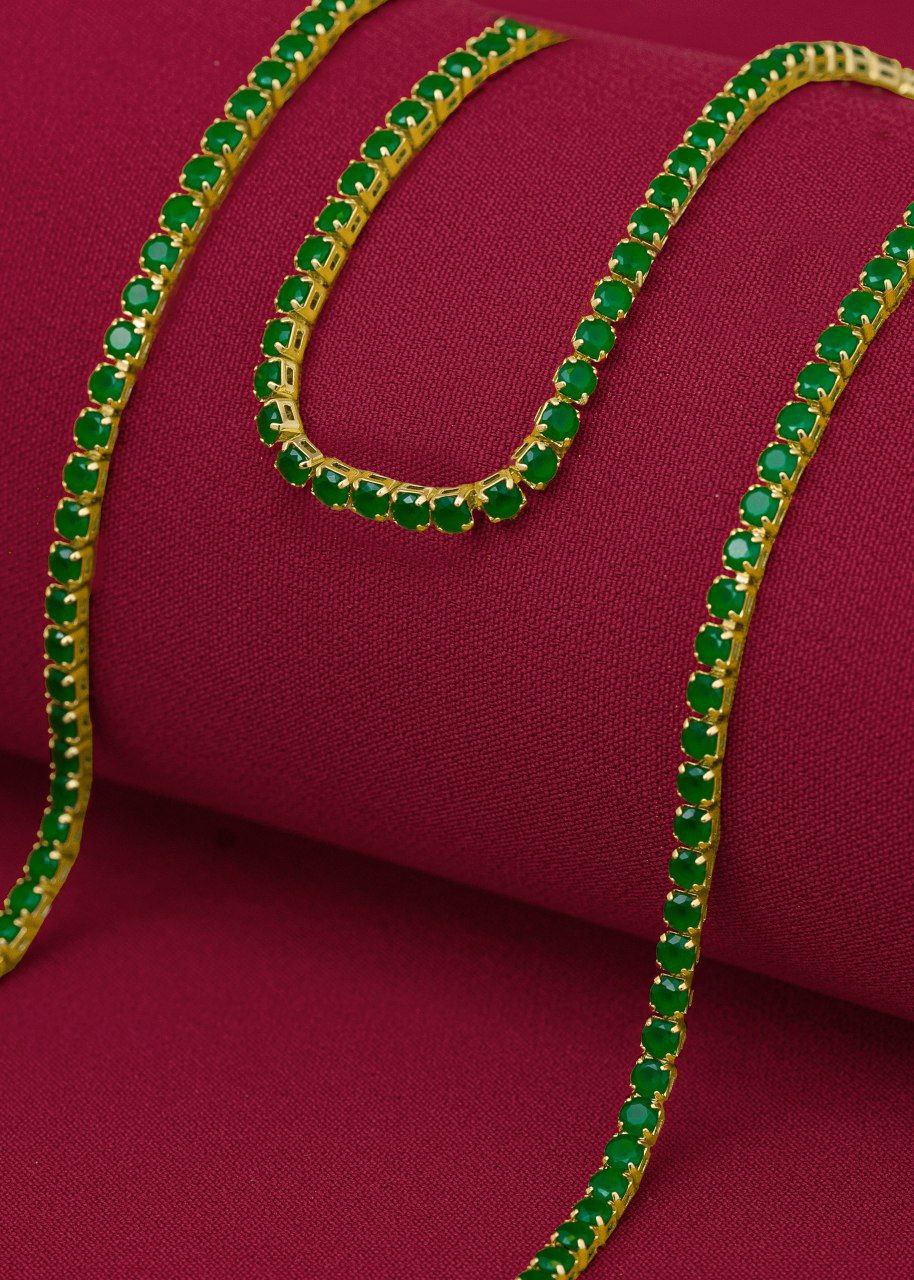 Cadena  Circonias Unisex Verde