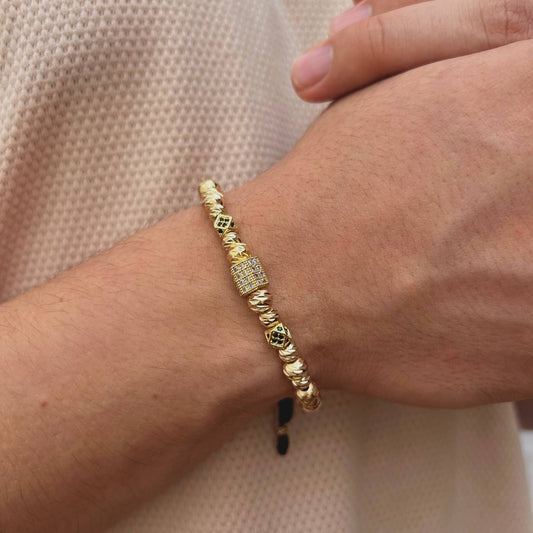 Manilla lux artesanal elaborada con 12. Balines Italy 6mm, 12. Italy 5mm, 2. Balines Italy 4mm