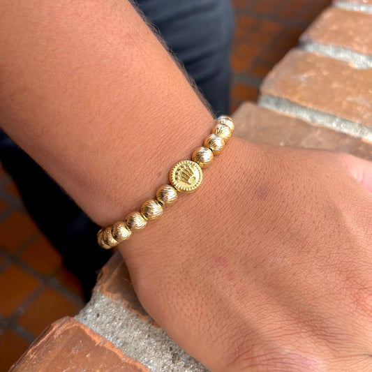 Manilla artesanal elaborada con 16. Balines 8mm italy, 2. Balines Lisos 4mm